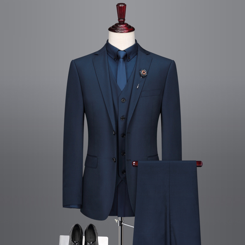 西服男套裝修身小西裝新郎結(jié)婚禮服男士外套帥氣羊毛上衣商務(wù)正裝